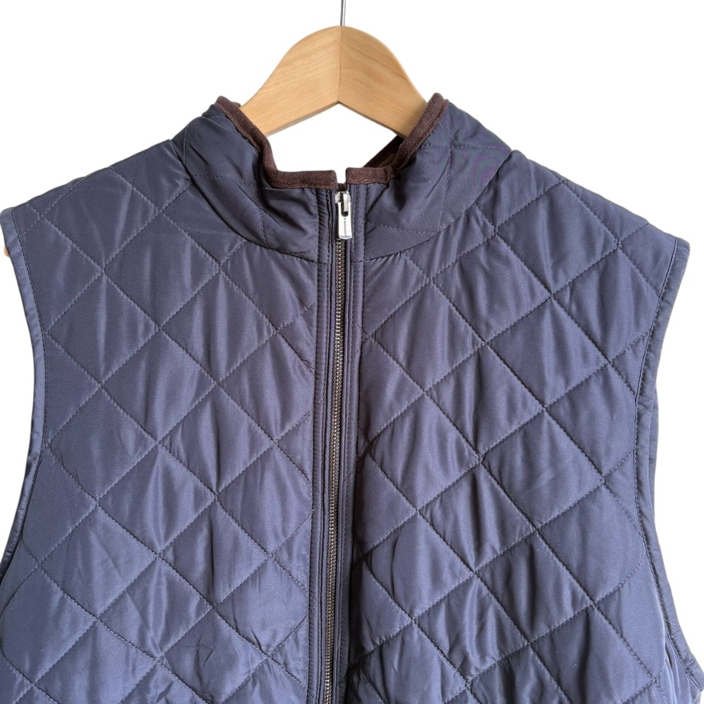 Magaschoni Quilted Puffer Vest Navy Women's Size Large Full‎ Zip - Picture 2 of 8